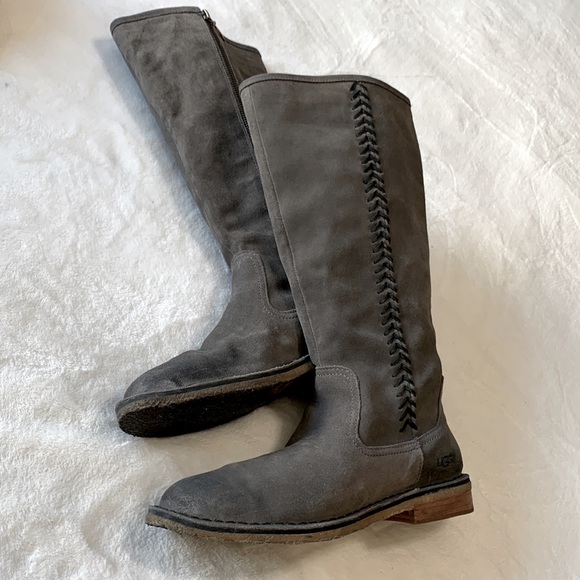 UGG Gray Suede Tall Boots Wilder 1008967 - Picture 12 of 15